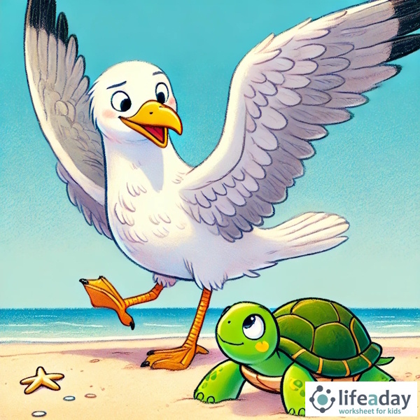 การ์ตูนสำหรับเด็ก ในรูปแบบ นิทานการ์ตูนสองภาษา เรื่อง The Brave Little Turtle หน้า 2